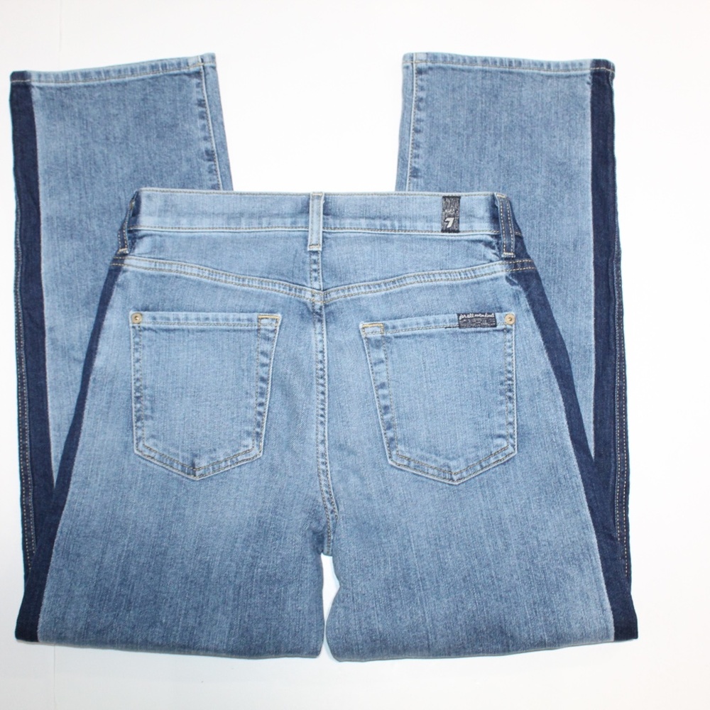 7 For All Mankind Jeans Kiki With Shadow Side Seam In Gold Coast Waves Size 26 - Picture 2 of 7